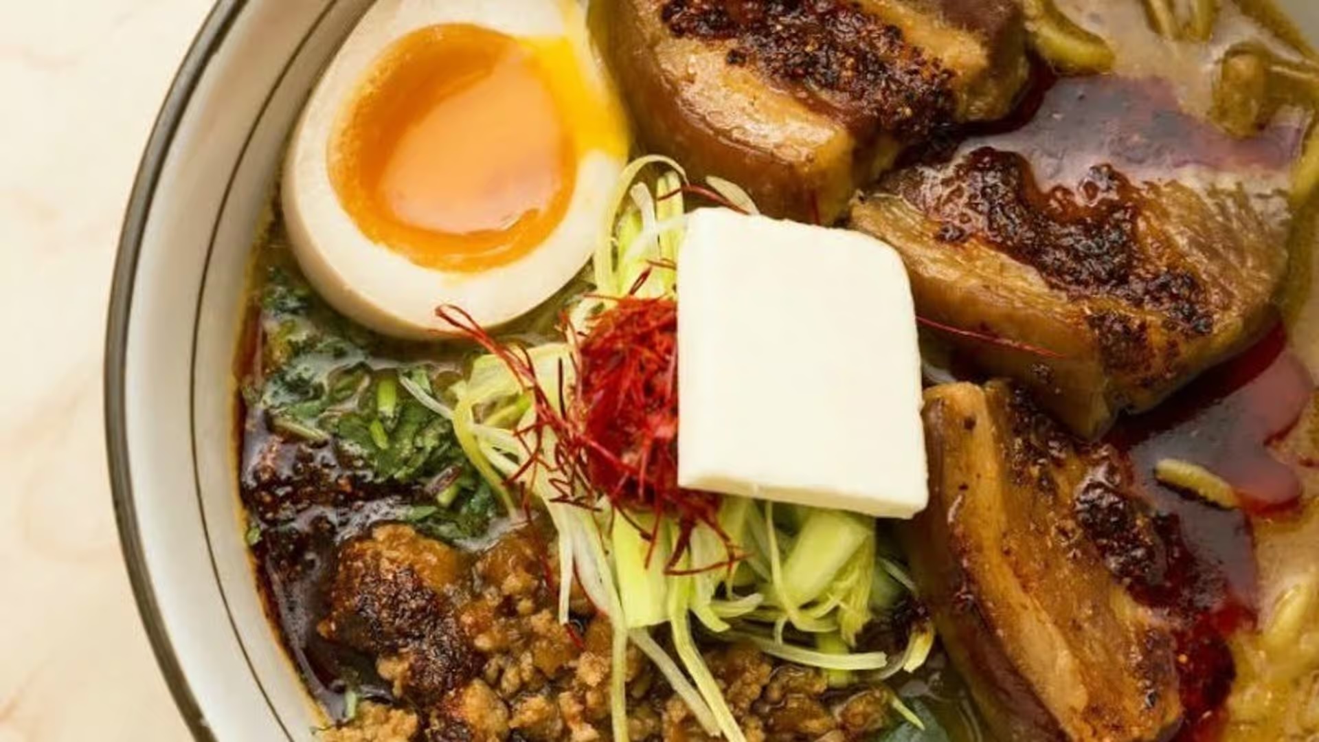Butter Miso Ramen with rich miso broth, pork belly, and a slice of butter at Karakatta
